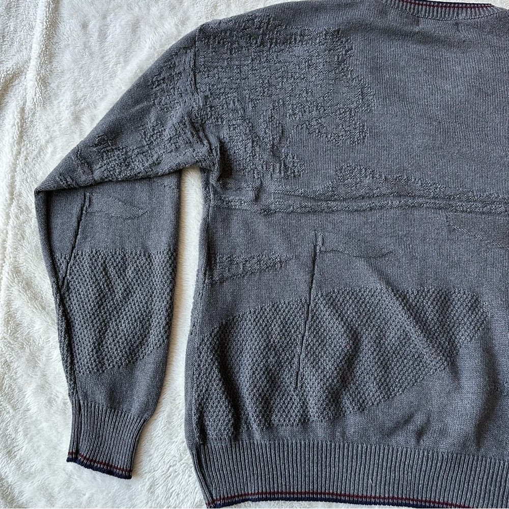 VTG Isle Of Cotton Men’s Golf Course and Flag Graphic Knit Sweater Sz Med preppy
